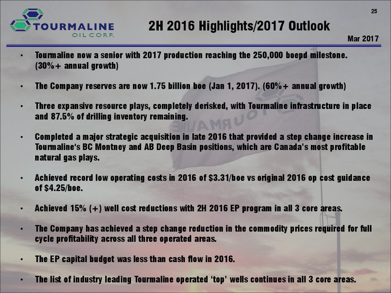 March 2017 Corporate Presentation – Tourmaline Oil Corp. – slide 25