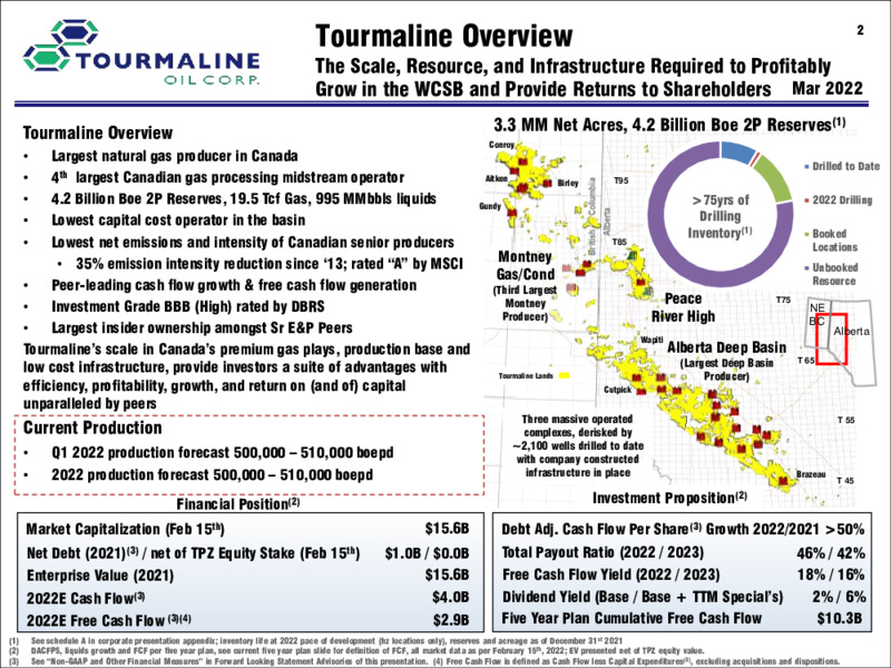 March 2022 Corporate Presentation – Tourmaline Oil Corp. – slide 2