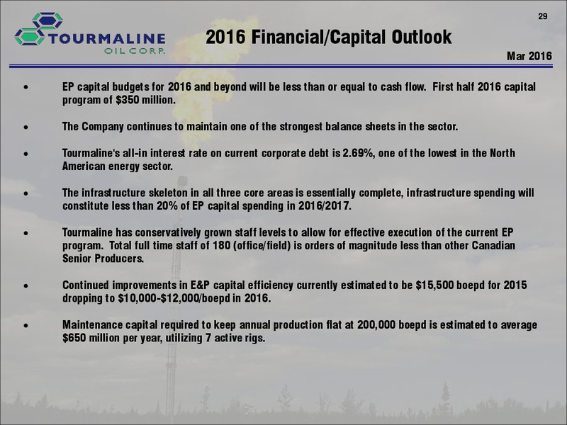 April 2016 Corporate Presentation – Tourmaline Oil Corp. – slide 29
