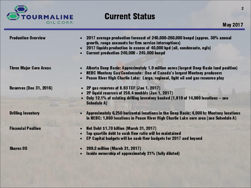 May 2017 Corporate Presentation – Tourmaline Oil Corp. – slide 2