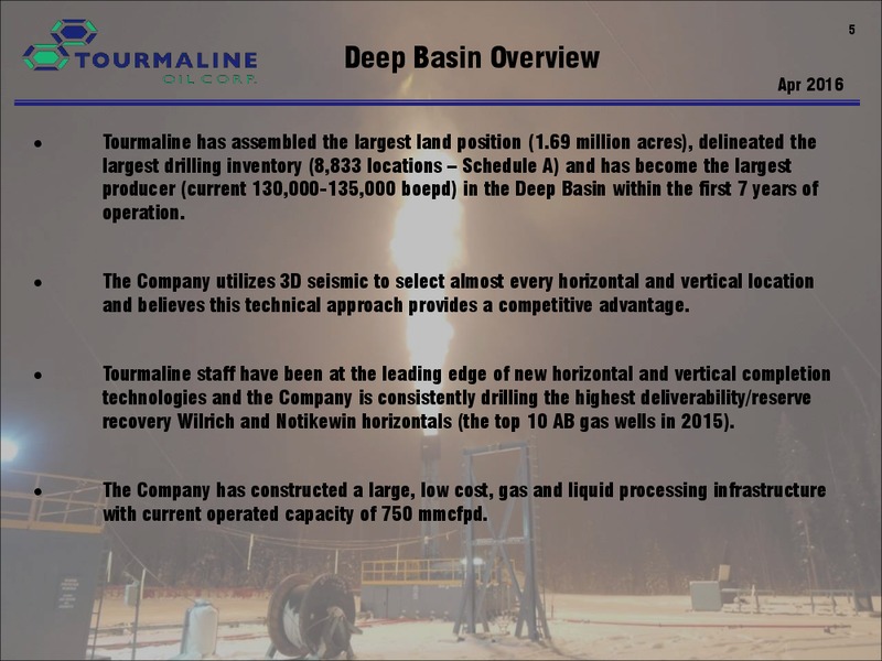 July 2016 Corporate Presentation – Tourmaline Oil Corp. – slide 5