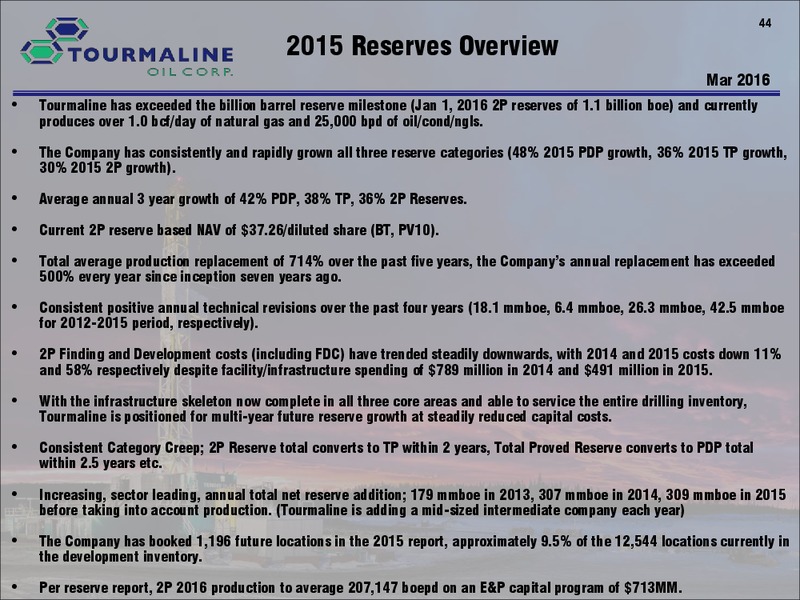 July 2016 Corporate Presentation – Tourmaline Oil Corp. – slide 43