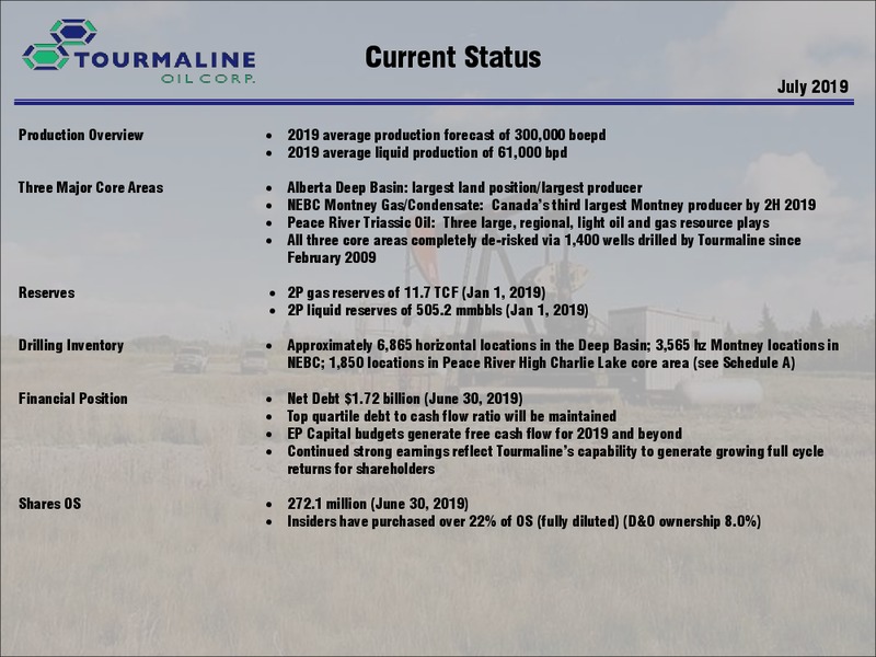 August 2019 Corporate Presentation – Tourmaline Oil Corp. – slide 2