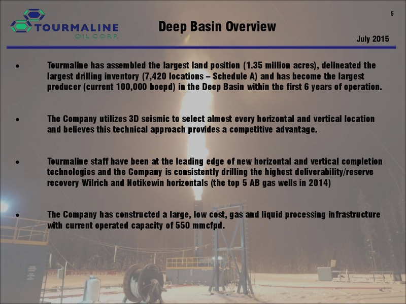August 2015 Investor Presentation – Tourmaline Oil Corp. – slide 5