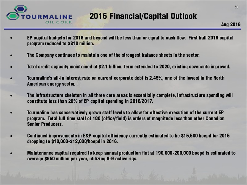 September 2016 Corporate Presentation – Tourmaline Oil Corp. – slide 50