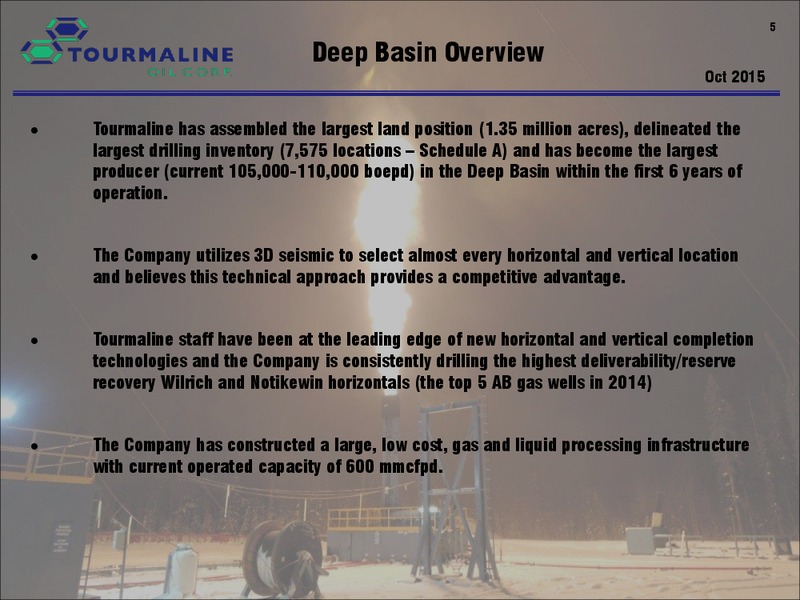 October 2015 Corporate Presentation – Tourmaline Oil Corp. – slide 5