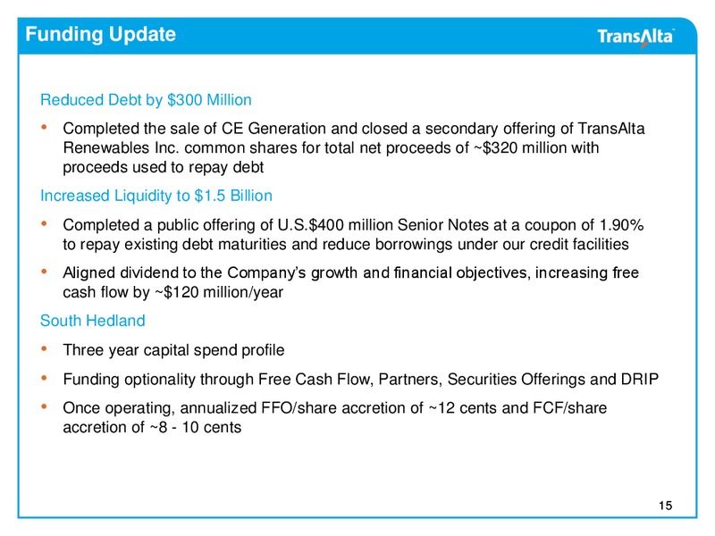 Investor Presentation – Transalta Corp. – slide 14