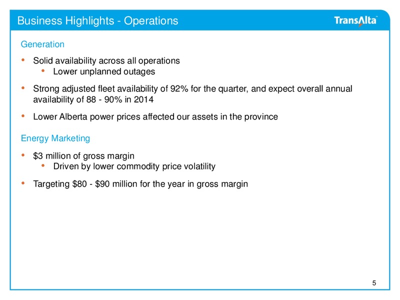 Q3 2014 Results and Conference Call – Transalta Corp. – slide 4
