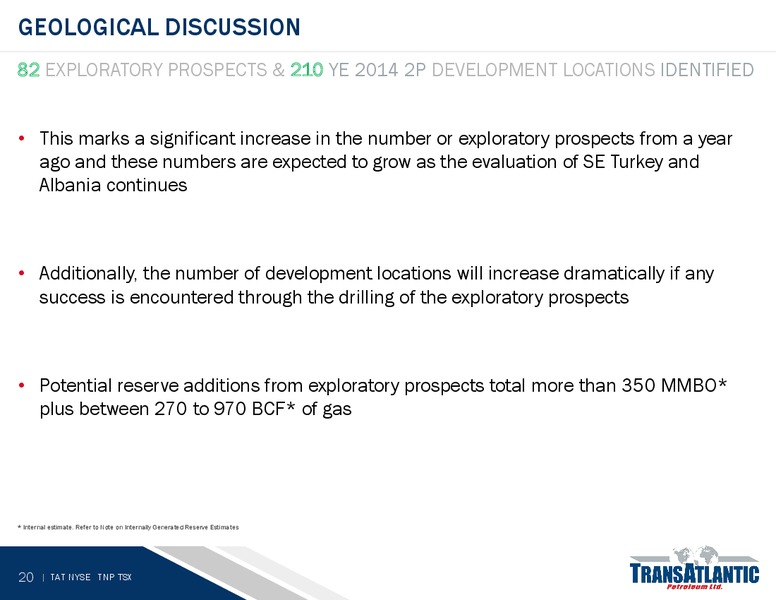 JUNE 2015 ANNUAL MEETING – Transatlantic Petroleum Ltd. – slide 19