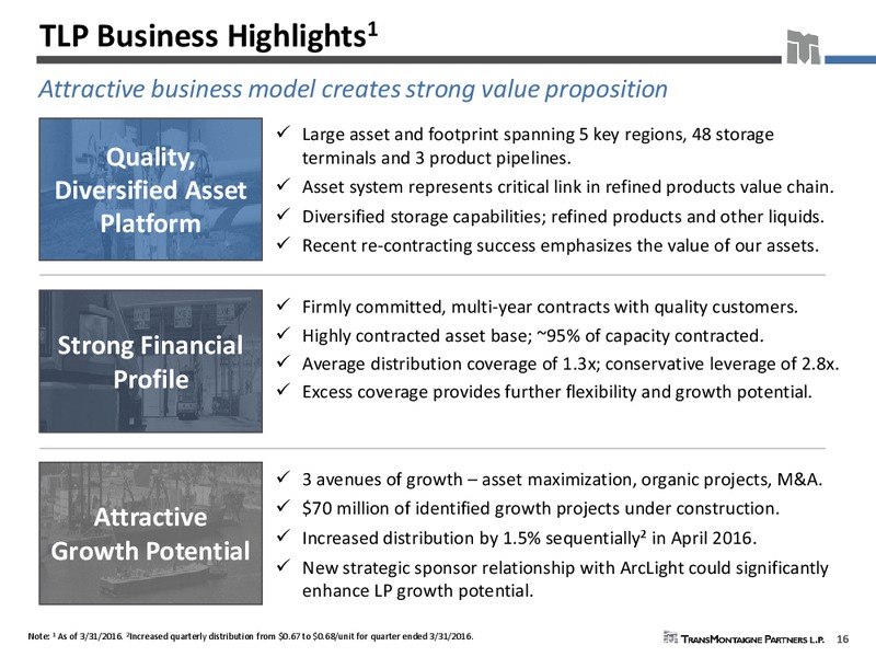 June 2016 MLPA Investor Conference Presentation – Transmontaigne Partners L.P. – slide 15