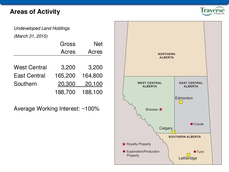 MAY 2015 CORPORATE PRESENTATION – Traverse Energy, Inc. – slide 10