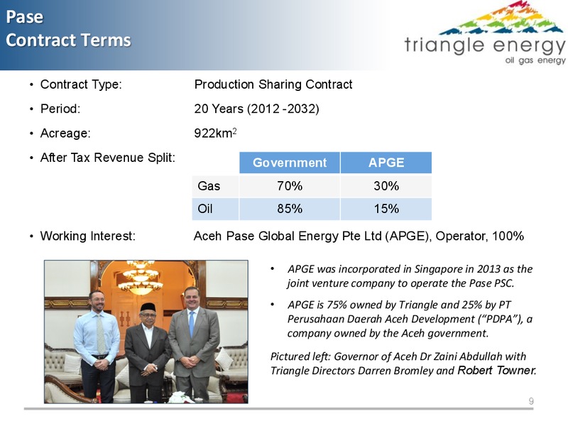 PASE BLOCK ACEH PROVINCE INDONESIA EXTENSION PHASE 2012   2032 – Triangle Energy – slide 8