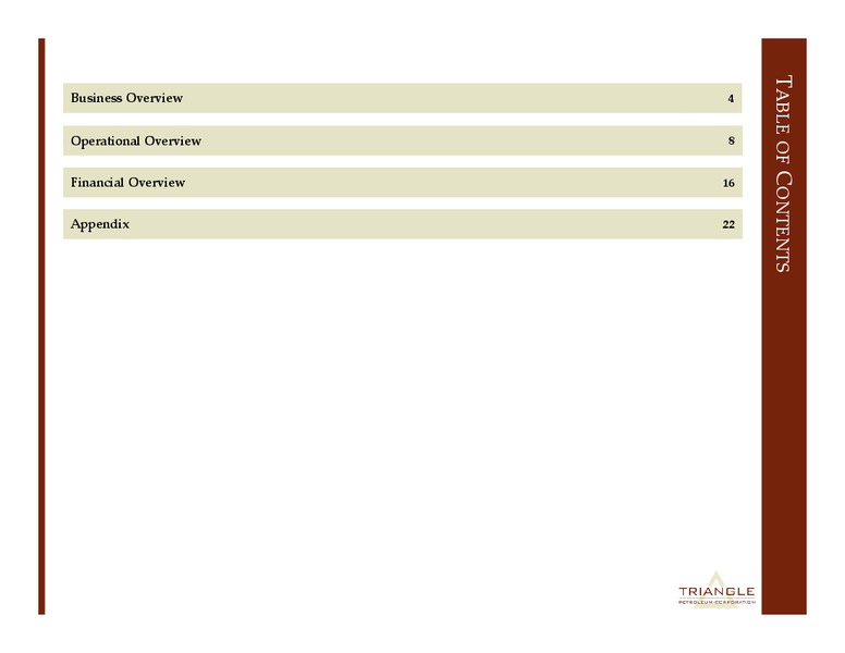 September 2015 Investor Presentation – Triangle Petroleum Corp – slide 2