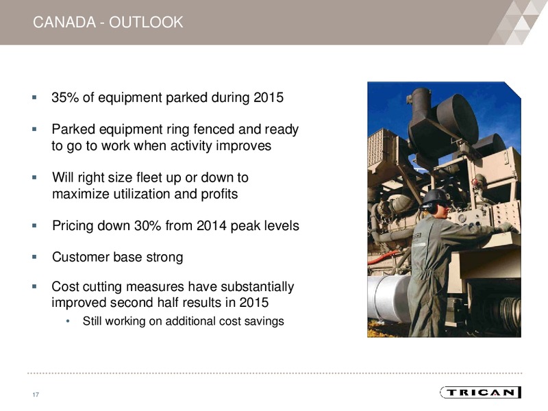 March 2016 Investor Presentation – Trican Well Service Ltd. – slide 16