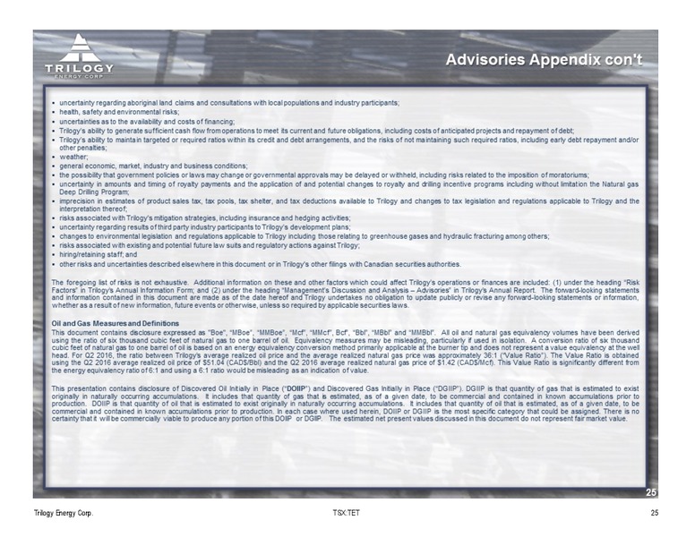 September 2016 Corporate Presentation – Trilogy Energy Corp. – slide 25