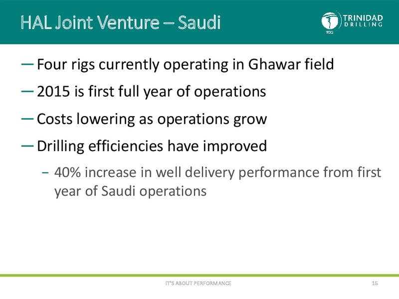 October 2015 Corporate Presentation – Trinidad Drilling Ltd. – slide 14