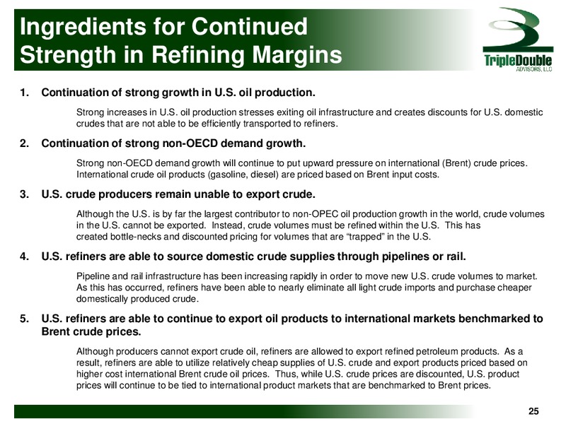 INTRODUCTION AND ENERGY MACRO REVIEW – Triple Double Advisors LLC – slide 25