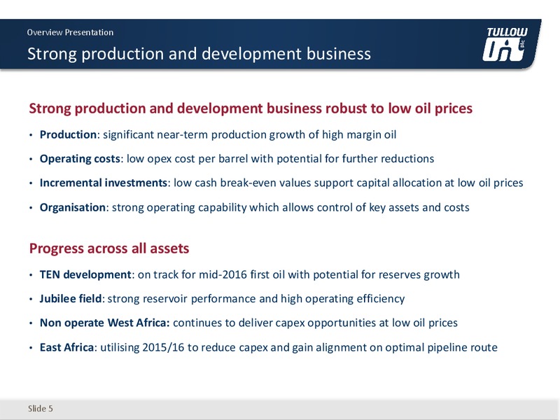 May 2015 Investor Presentation – Tullow Oil Plc – slide 4