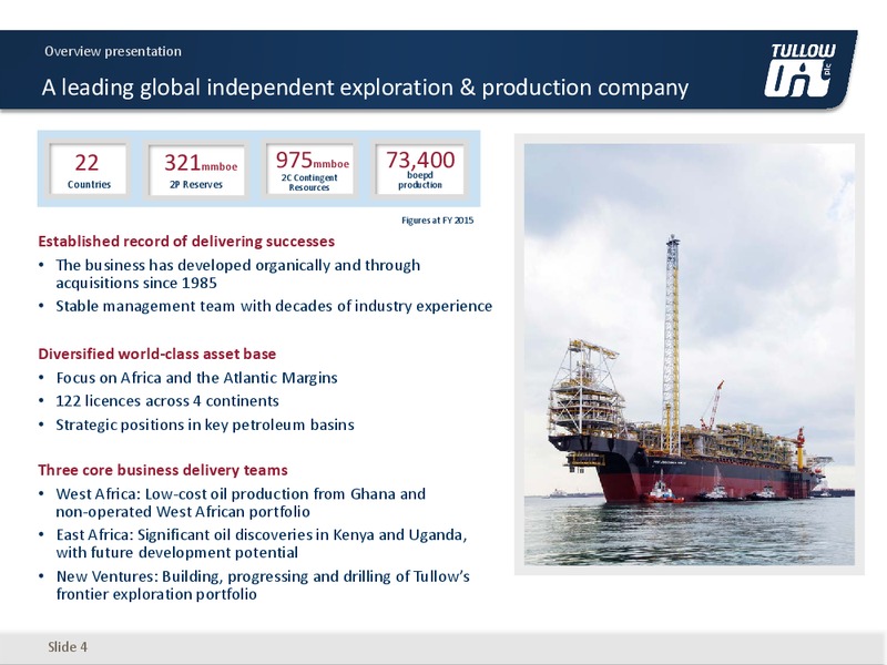 May 2016 Overview Presentation – Tullow Oil Plc – slide 2