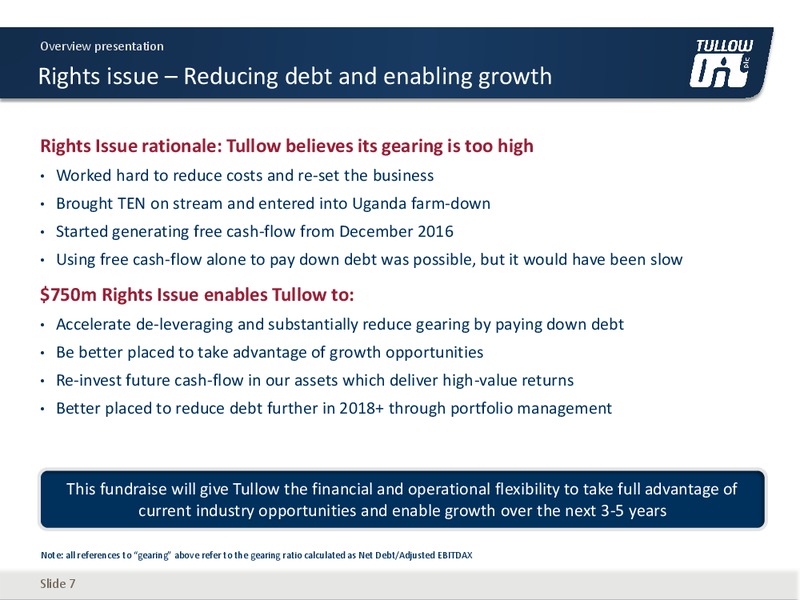 June 2017 Overview Presentation – Tullow Oil Plc – slide 6
