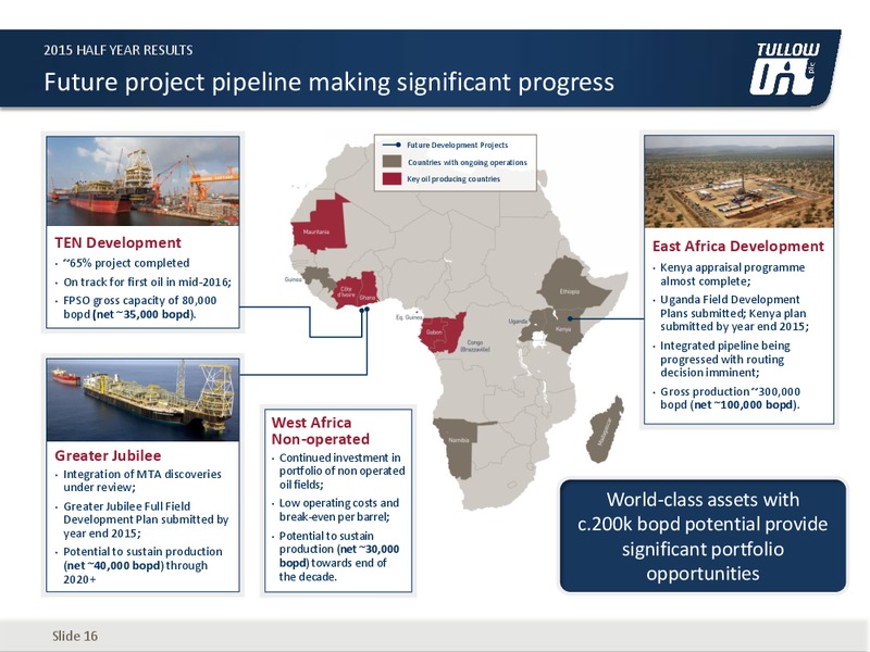 2015 HALF YEAR RESULTS – Tullow Oil Plc – slide 13