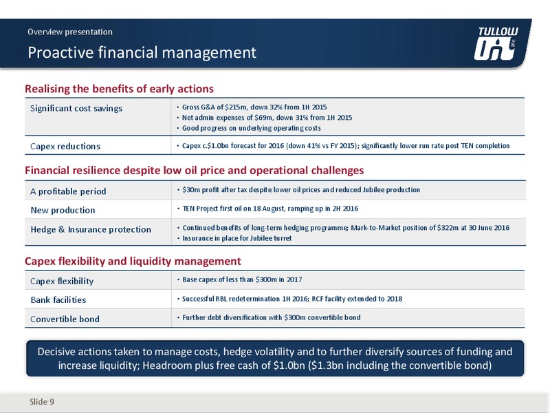 September 2016 Corporate Presentation – Tullow Oil Plc – slide 8