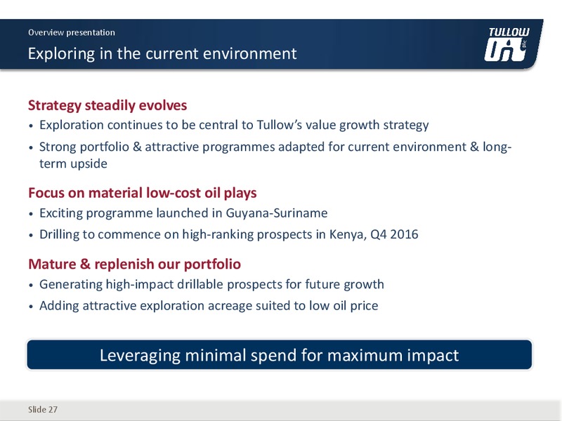 September 2016 Corporate Presentation – Tullow Oil Plc – slide 26