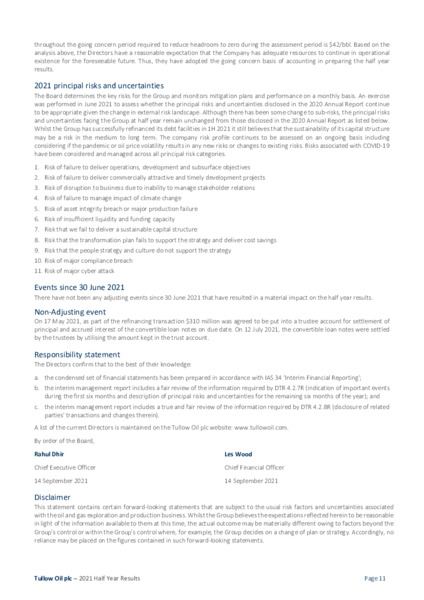 2021 Half Year Results – Tullow Oil Plc – slide 9