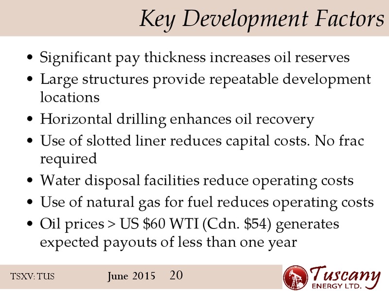 June 2015 Corporate Presentation – Tuscany Energy Ltd. – slide 19