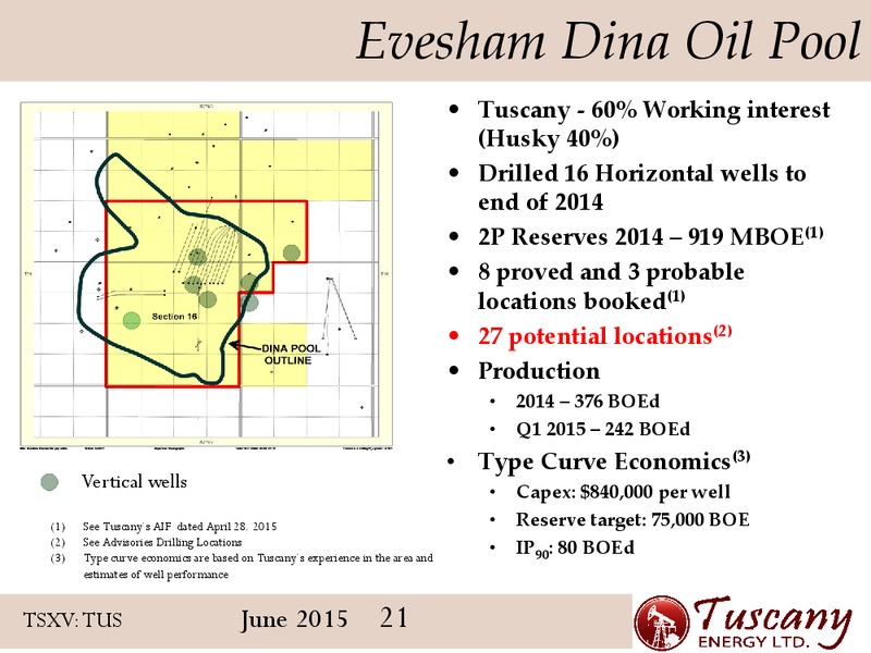 June 2015 Corporate Presentation – Tuscany Energy Ltd. – slide 20