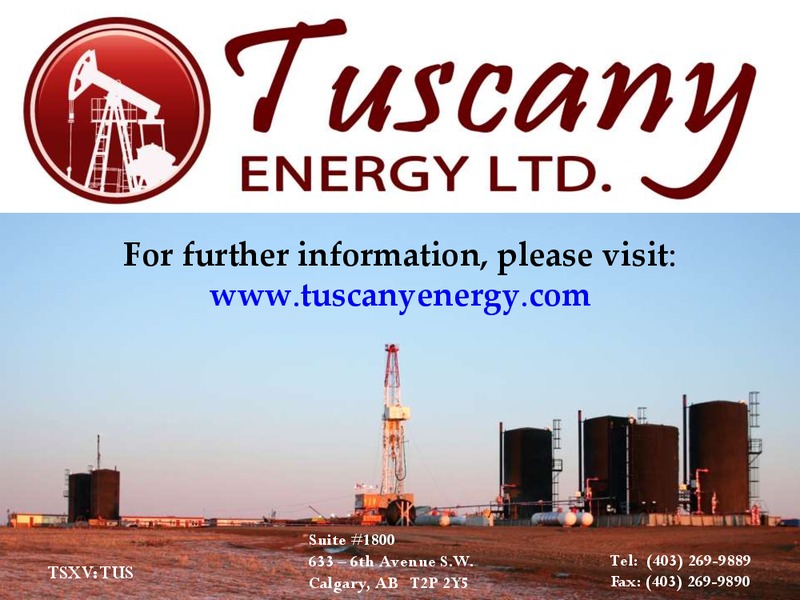 September 2015 Corporate Presentation – Tuscany Energy Ltd. – slide 37