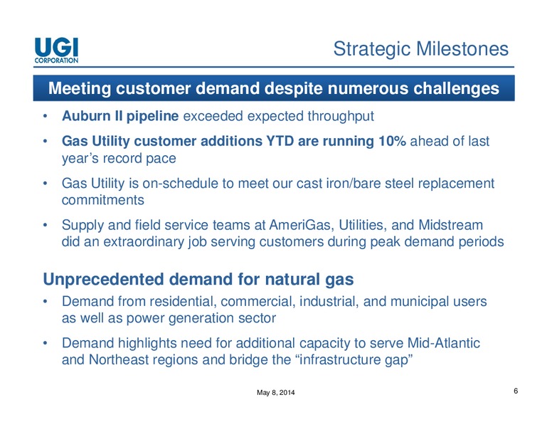 2014 Q2 EARNINGS CONFERENCE CALL – UGI Corp. – slide 5