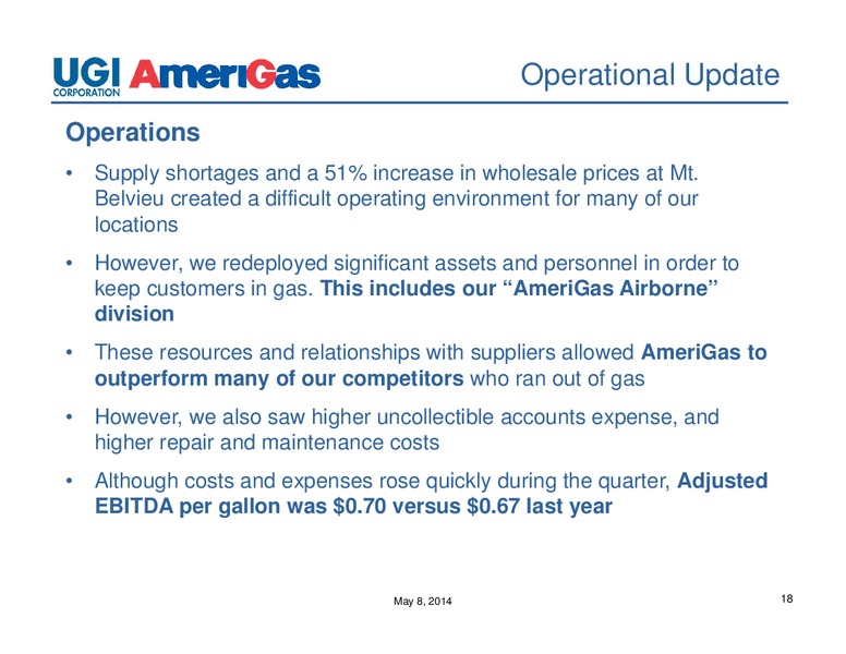 2014 Q2 EARNINGS CONFERENCE CALL – UGI Corp. – slide 17