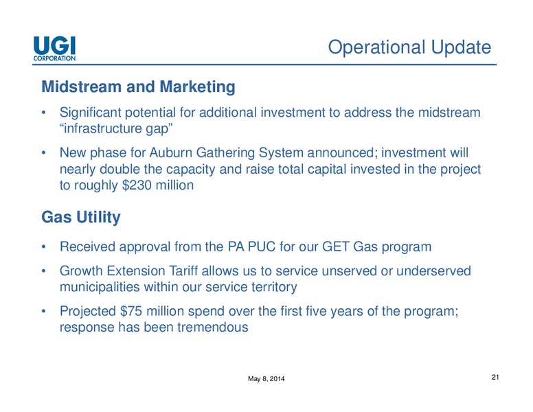 2014 Q2 EARNINGS CONFERENCE CALL – UGI Corp. – slide 20