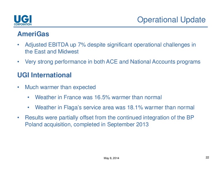 2014 Q2 EARNINGS CONFERENCE CALL – UGI Corp. – slide 21