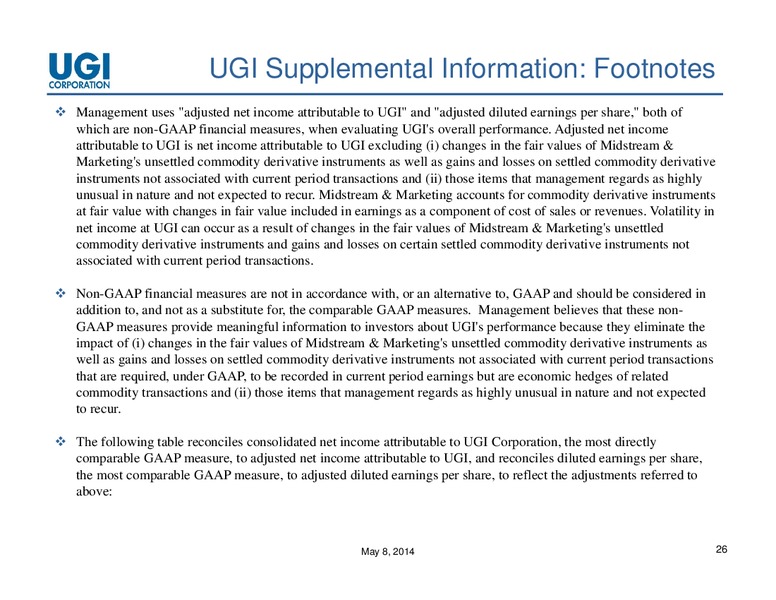 2014 Q2 EARNINGS CONFERENCE CALL – UGI Corp. – slide 25