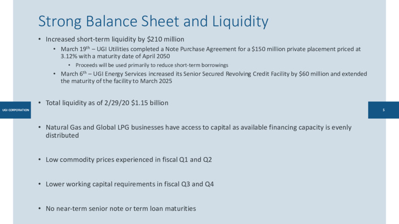 March 2020 Investor Presentation – UGI Corp. – slide 5