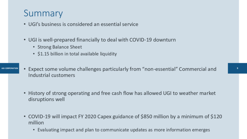 March 2020 Investor Presentation – UGI Corp. – slide 9