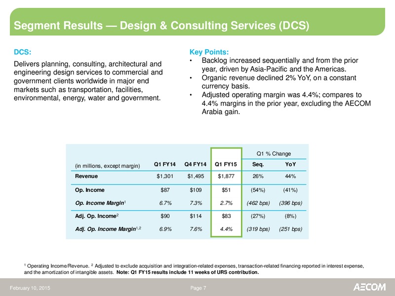 First Quarter Fiscal Year 2015 – Urs Corporation – slide 6
