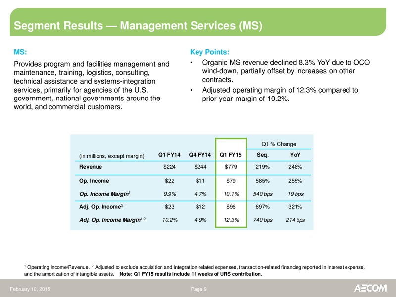 First Quarter Fiscal Year 2015 – Urs Corporation – slide 8
