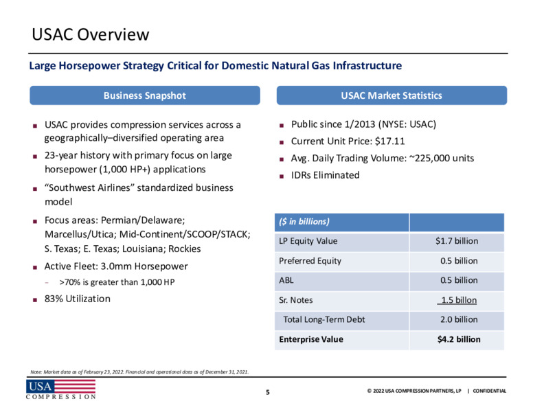 2022 JP Morgan Global High Yield & Leveraged Finance Conference – USA Compression Partners Lp – slide 3