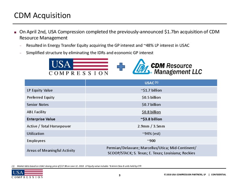June 2018 JPMorgan Energy Conference – USA Compression Partners Lp – slide 3