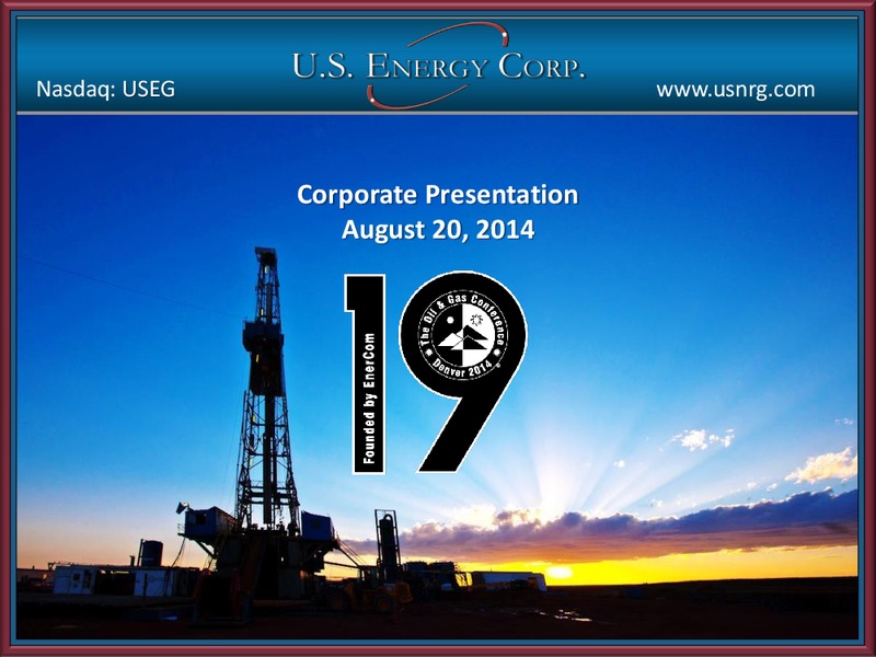 CORPORATE PRESENTATION – Us Enercorp – slide 1