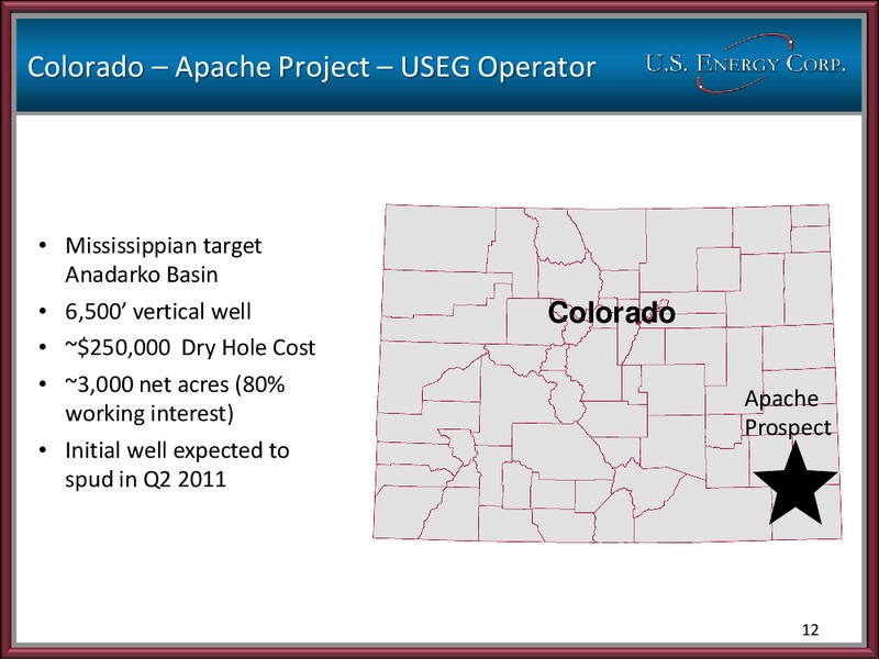2010 EARNINGS CALL – US Energy Corp. – slide 12