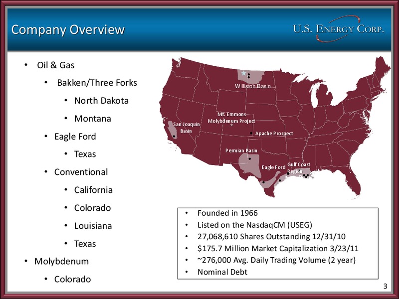 2011 IPAA OGIS – US Energy Corp. – slide 2