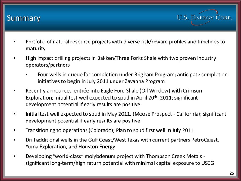 2011 IPAA OGIS – US Energy Corp. – slide 25
