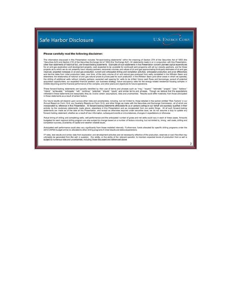 AUGUST 2013 CORPORATE PRESENTATION – US Energy Corp. – slide 2
