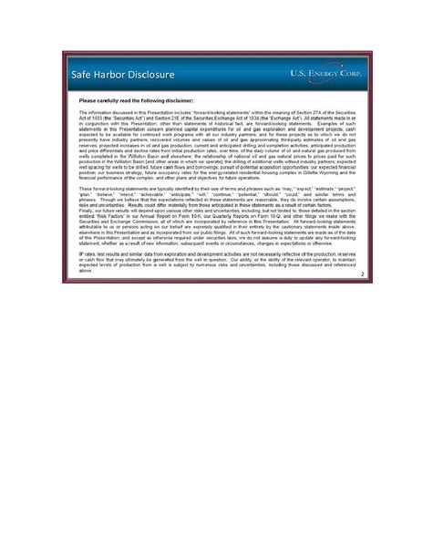 RODMAN & RENSHAW ANNUAL GLOBAL INVESTMENT CONFERENCE – US Energy Corp. – slide 2