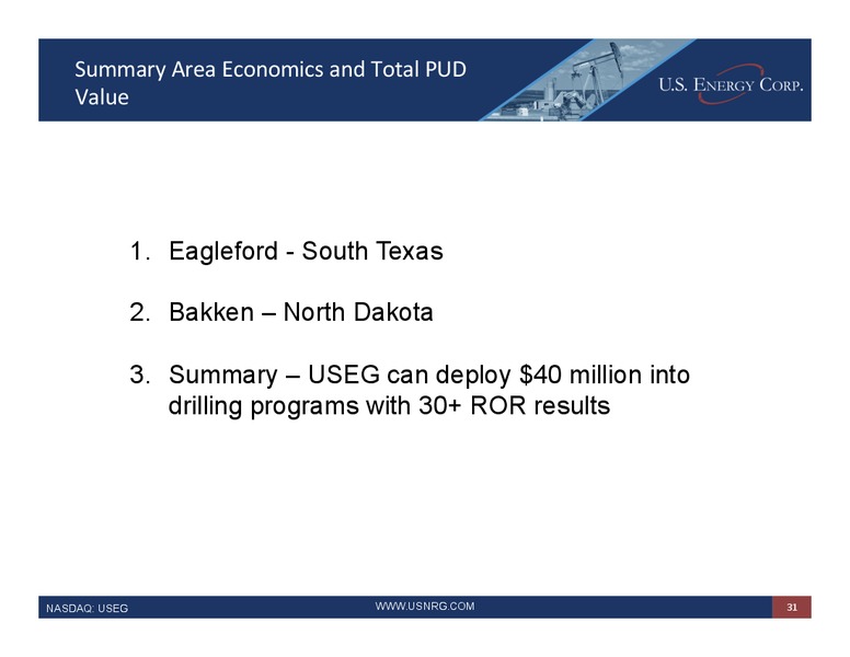 February 2017 Investor Presentation – US Energy Corp. – slide 30