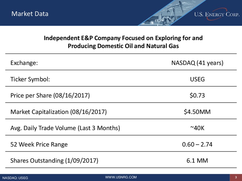 Enercom 2017 Conference – US Energy Corp. – slide 2